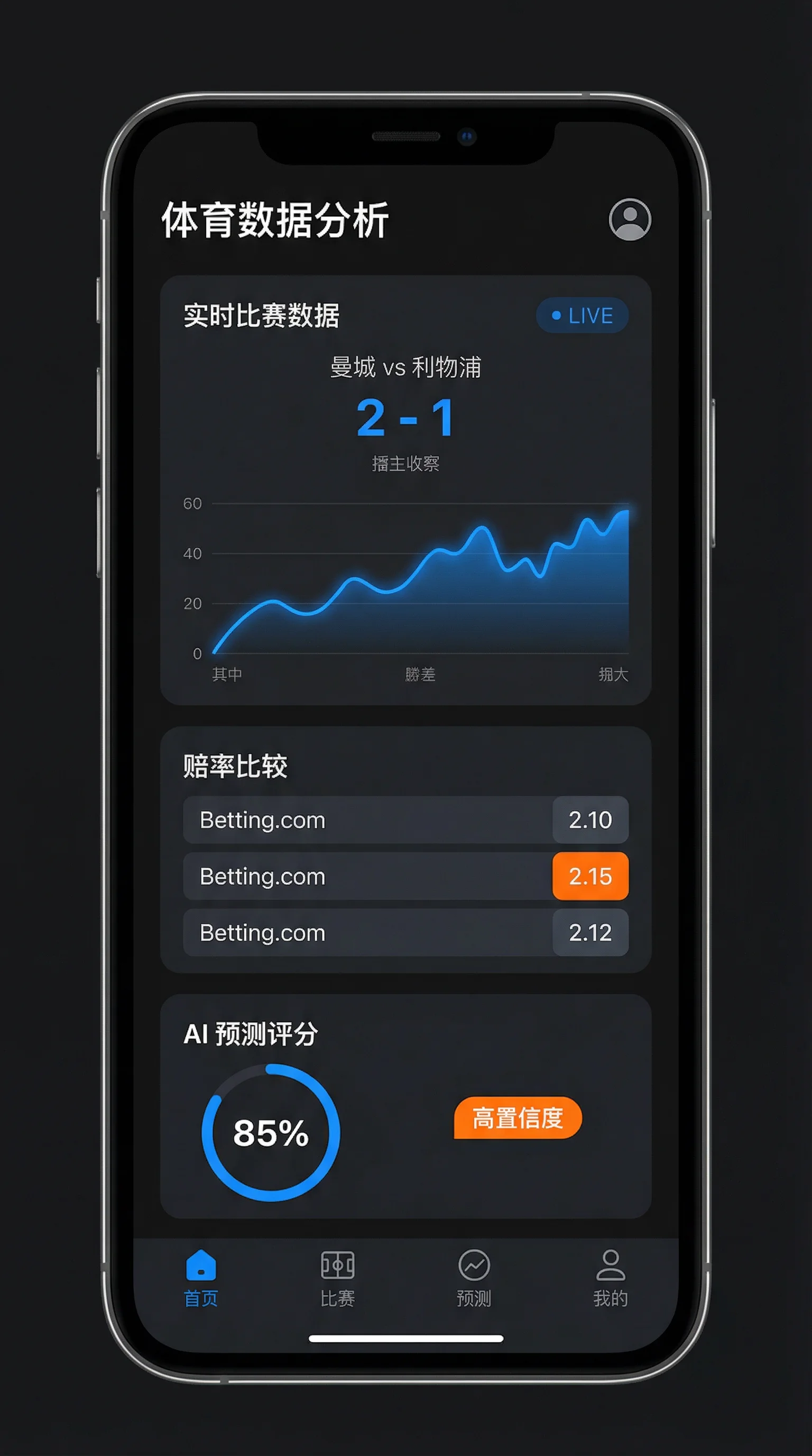 竞彩网APP主界面截图 - 杏彩体育 移动端数据分析